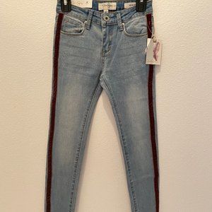 Jessica Simpson Girls Kiss Me Skinny Jeans w/Velvet Trim & Studded Pocket - 8